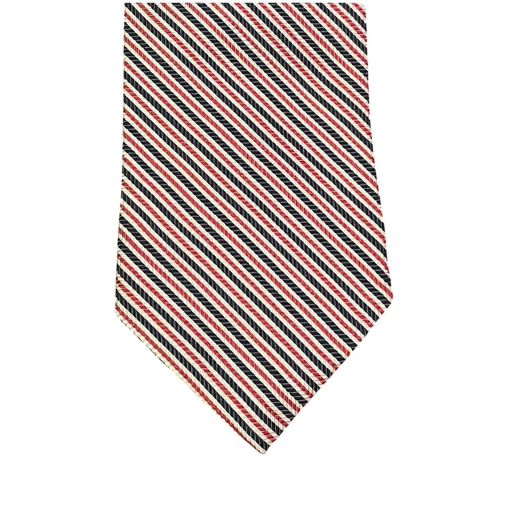 Brooks Brothers Makers Red White Blue Diagonal Stripe Silk Tie, Made in USA, 57"